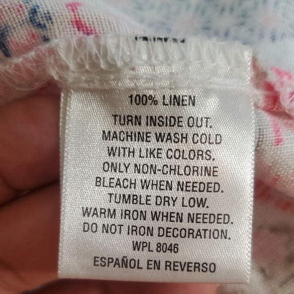 JM Collection 100% Linen Pink and Blue 3/4 Sleeve Button Down Shirt Size 10 - Picture 10 of 12